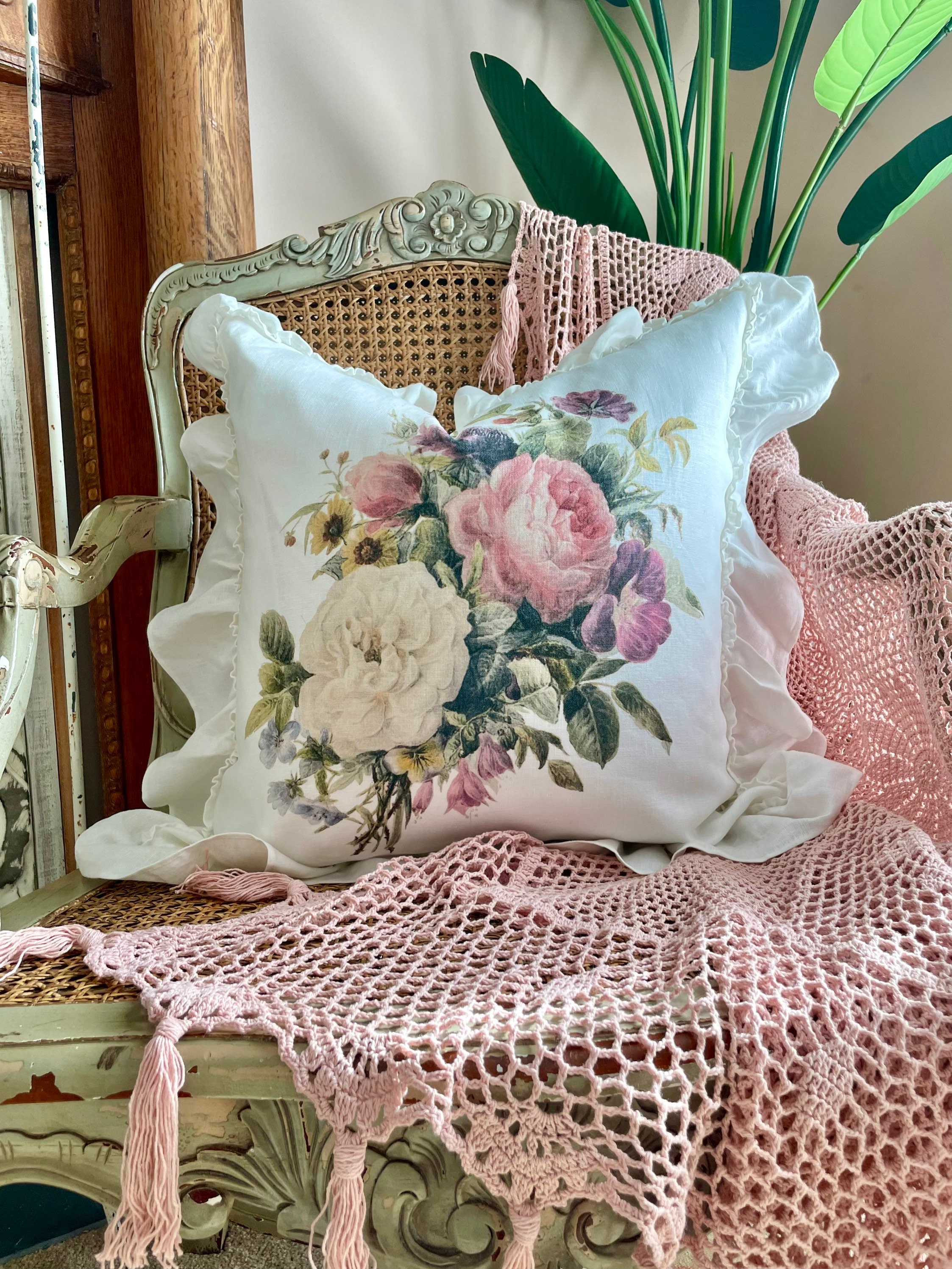 Seafoam Floral Square Throw Pillow - Clearance - 18L x 18W Square