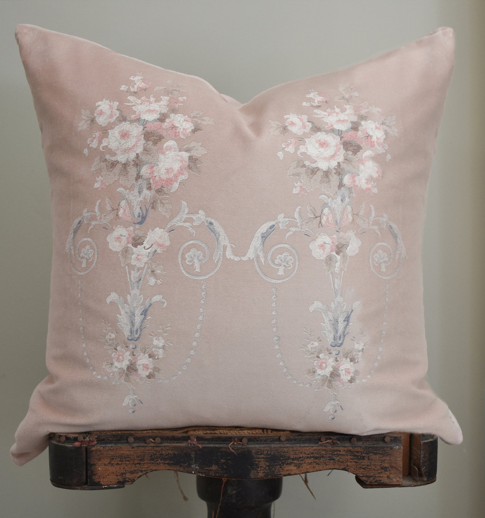 Rose Velvet Pillow Cover Blush Pink Shabby French Country Etsy