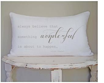 Inspirational Quote Lumbar Pillow Cover, Modern French Country Farmhouse Decor, Cottage Chic , Gift for Her.