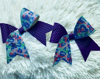 Purple leopard Hair bow Hair clip