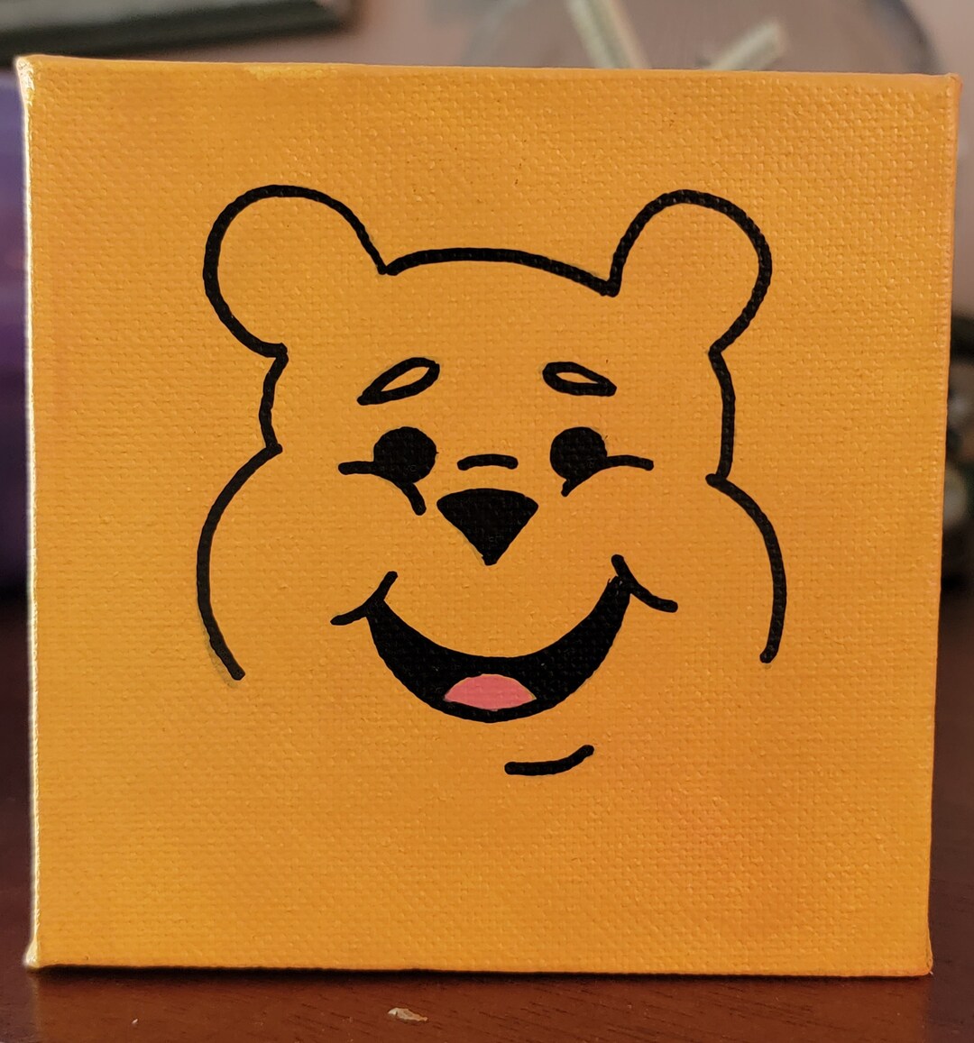Pooh Bear Art Acrylic Painting Canvas Desk or Shelf Etsy