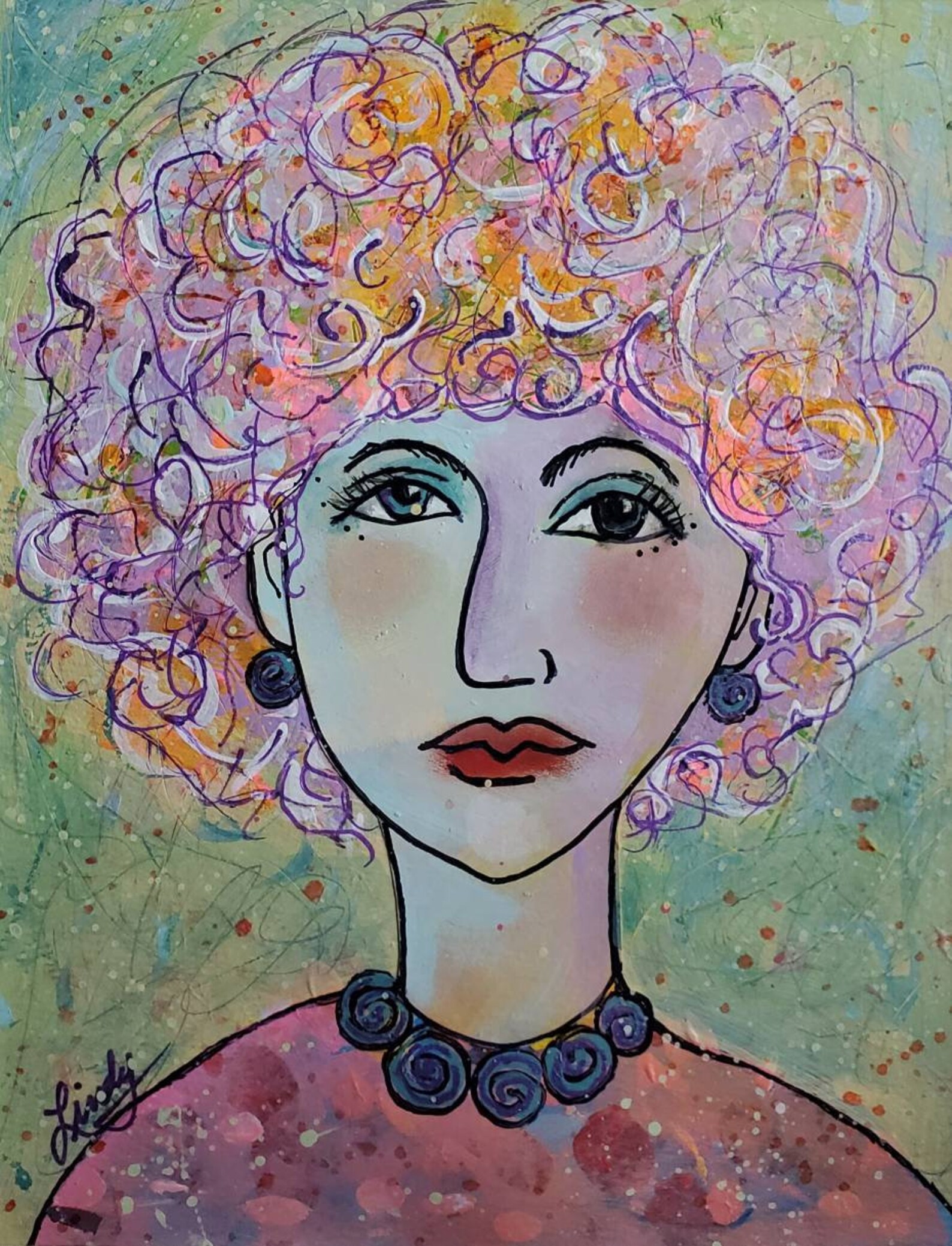 Art painting Olivia Newton John Hair abstract mixed media | Etsy