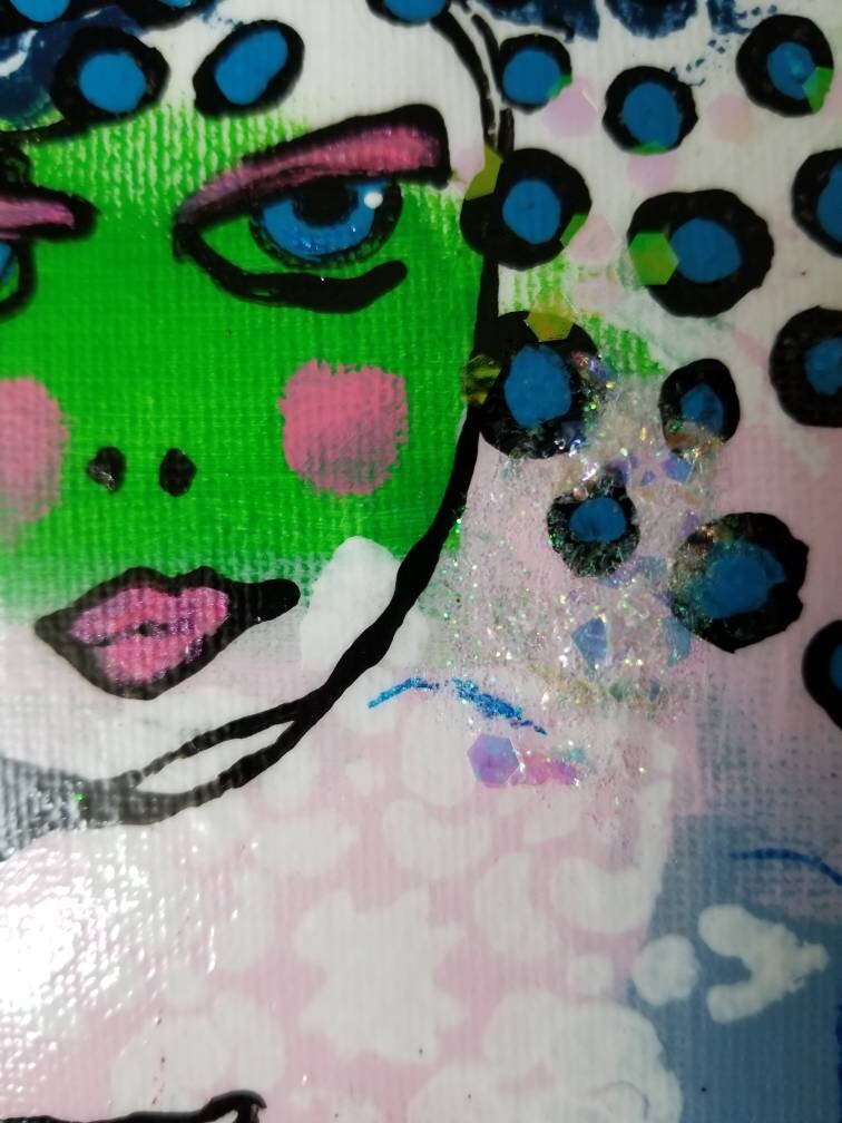 Art Painting, Delilah and Jezebel, Mixed Media Abstract, Stretched