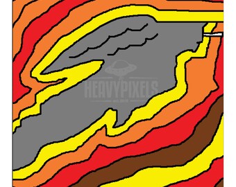 Hard Rock Hero - retro art, rock art, superhero, original art print, wall art, 12"x12", pixel art