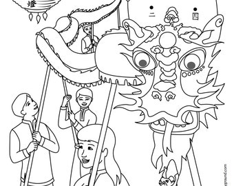 Pages de coloriage et d'activités point à point pour le Nouvel An chinois