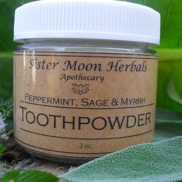 Toothpowder - Peppermint, Sage & Myrrh  2 oz. - Whitening - ReMineralizing- Refreshing-Healing