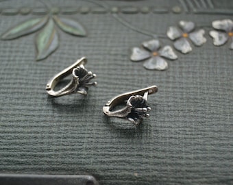 Vintage Hallmarked Silber Calla Lilie Ohrringe, Ukrainische Retro Silber Lilie Ohrringe, Sterling Blume Ohrringe, Vintage Silber Ohrringe