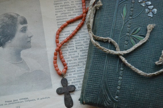 Antique coral beads, Coral necklace, Mediterranean