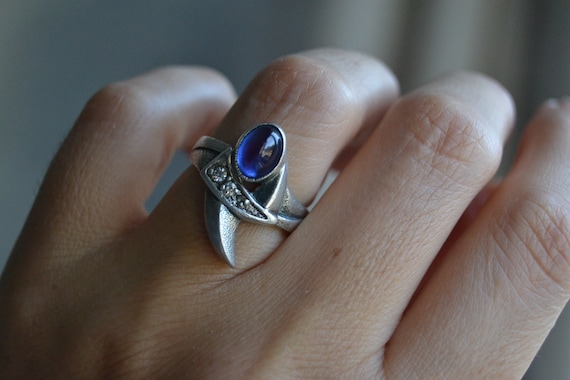 Ukrainian vintage sapphire ring, Ukrainian vintage