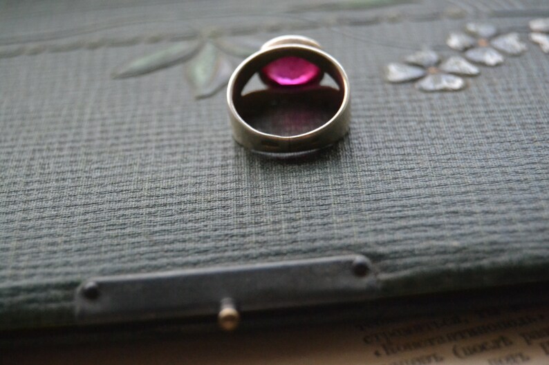 Soviet vintage solid silver synthetic ruby ring Cocktail ring Soviet silver jewelry Russian silver jewelry Soviet sterling silver ring