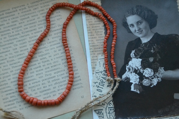 Coral necklace, Antique coral beads, Natural coral