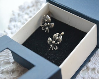 Vintage Ohrringe aus Silber, Sterling Silber Ohrringe, Silber Ohrringe, Sterling Silber Schmuck, Florale Ohrringe, Ukrainischer Schmuck