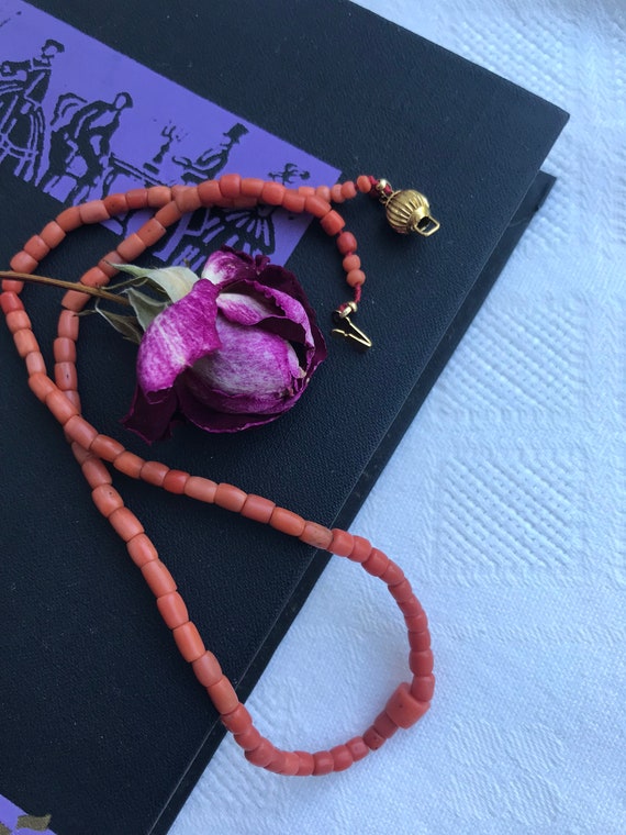Antique coral beads, Coral necklace, Vintage medit