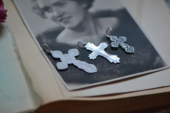 Lot of 3  Vintage Sterling Silver Cross Charms, S… - image 7