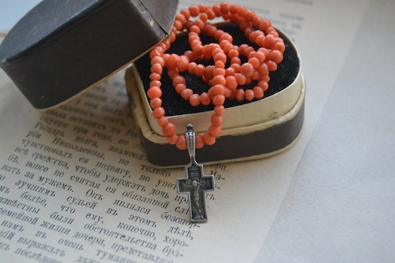 Antique coral beads, Coral necklace, Mediterranean