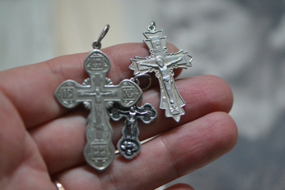 Lot of 3  Vintage Sterling Silver Cross Charms, S… - image 6