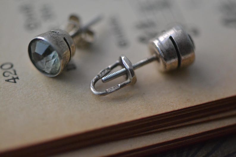 Russische Vintage Silber Ohrstecker, antik ukrainisch gestempelte Silber Ohrstecker, Hahnenfuß Ohrstecker Bild 2