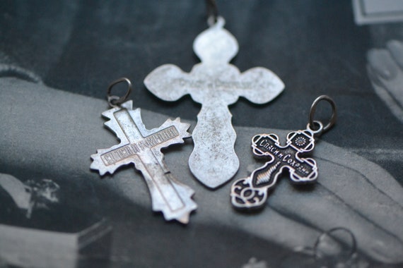 Lot of 3  Vintage Sterling Silver Cross Charms, S… - image 4