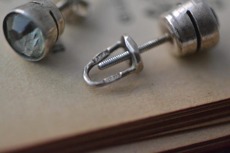Russische Vintage Silber Ohrstecker, antik ukrainisch gestempelte Silber Ohrstecker, Hahnenfuß Ohrstecker Bild 7