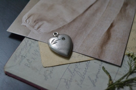 Early Soviet era antique heart-shaped silver char… - image 1