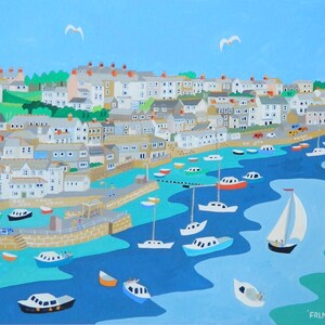 Falmouth, Cornwall, Framed Print  by Richard Lodey, Cornish Artist, Association of British Naive Artists