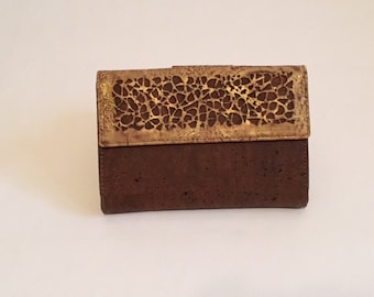 Gold and Brown Cork Wallet -Free US Shipping