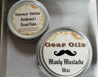 Gentlemen's Beard Balm & Manly Mustache Wax Set