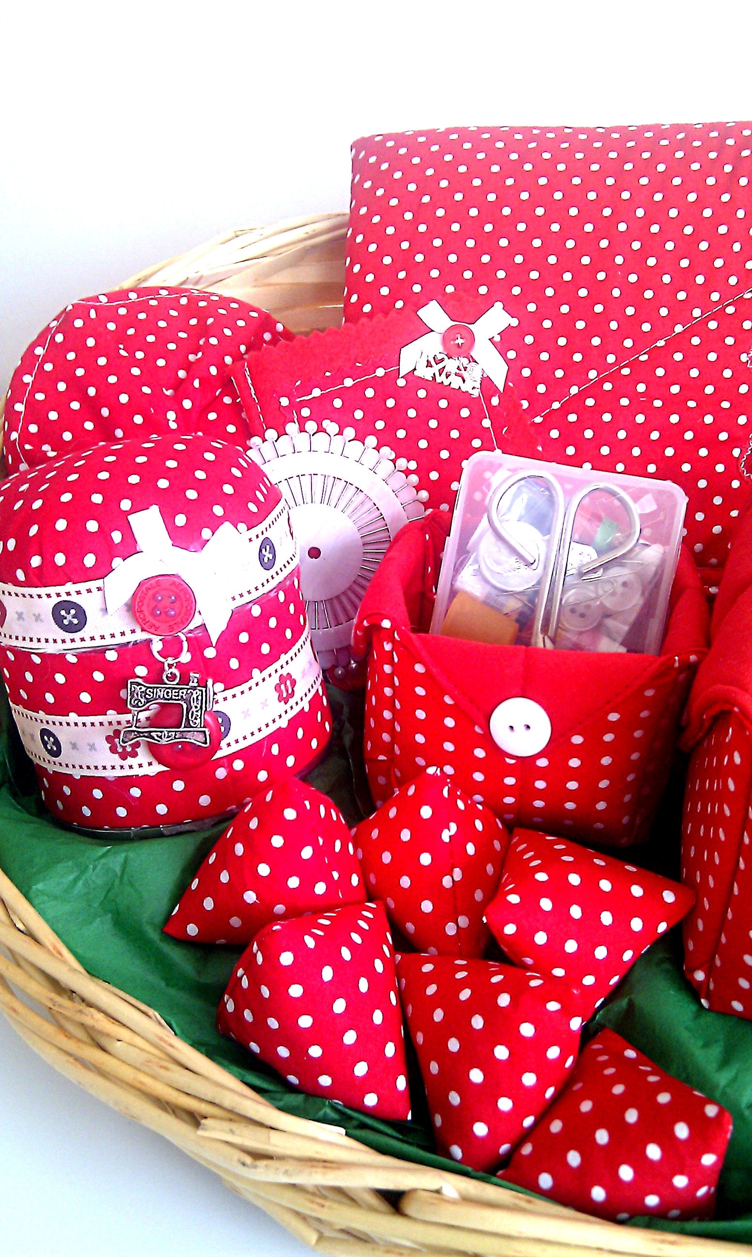 Mega Sewing Hamper, Polka Dot Sewing Gift Set, Christmas Sewing Gift