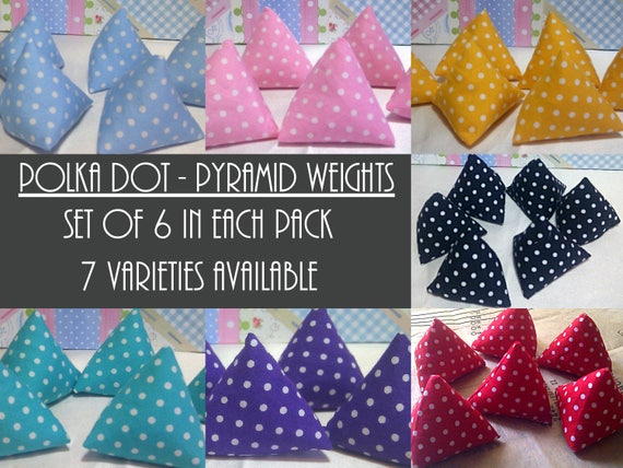 Set of 6 Polka Dot Sewing Pattern Weights, Pyramid Weights, Sewing