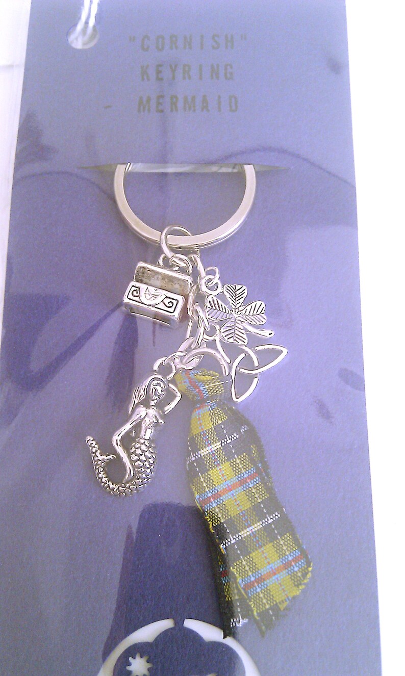Cornish Mermaid Keyrings, Mermaids Lucky Treasure Keyring, Celtic