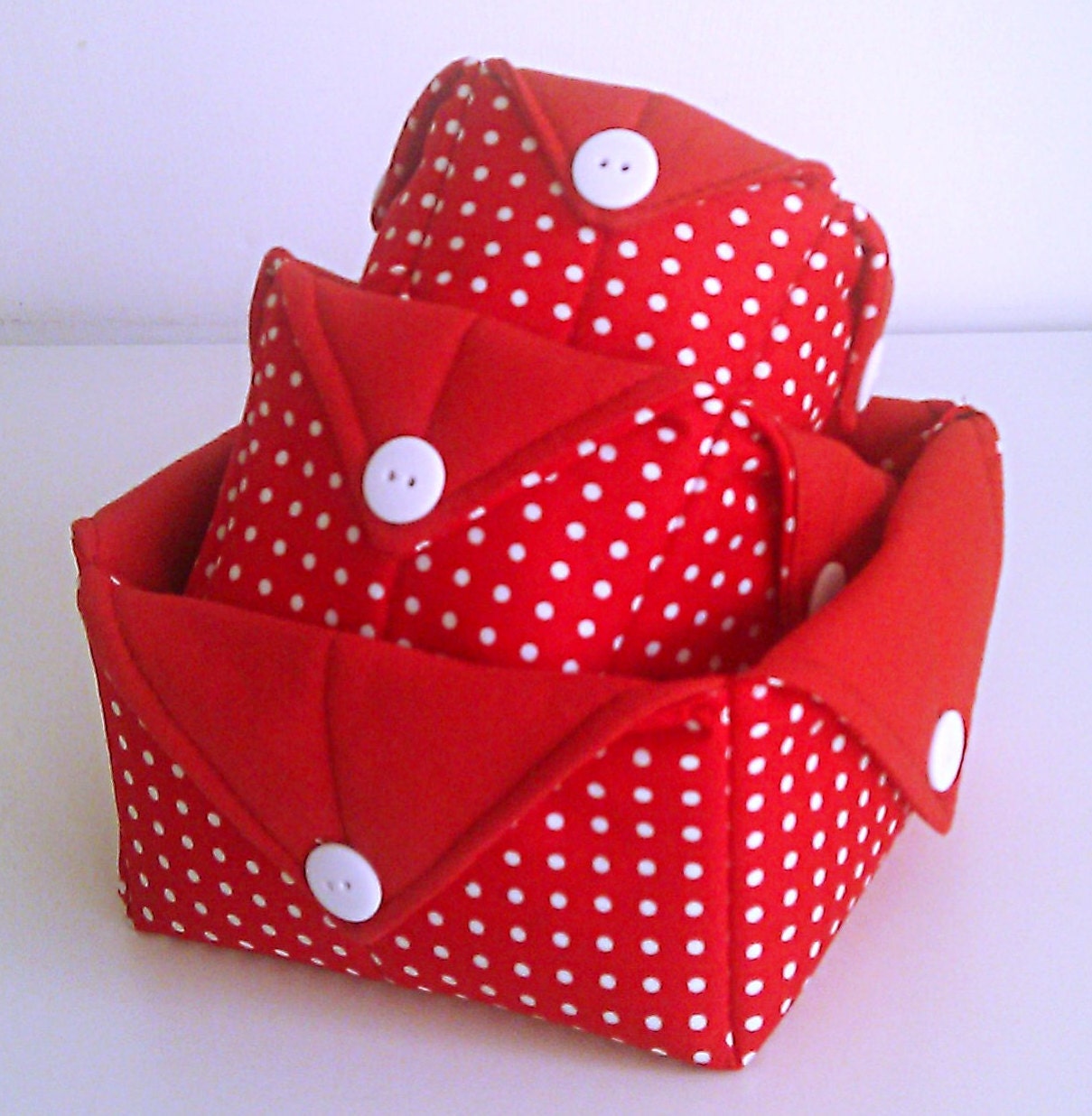 Set of 3 Fabric Storage Baskets, Polka Dot Baskets, Fabric Containers ...