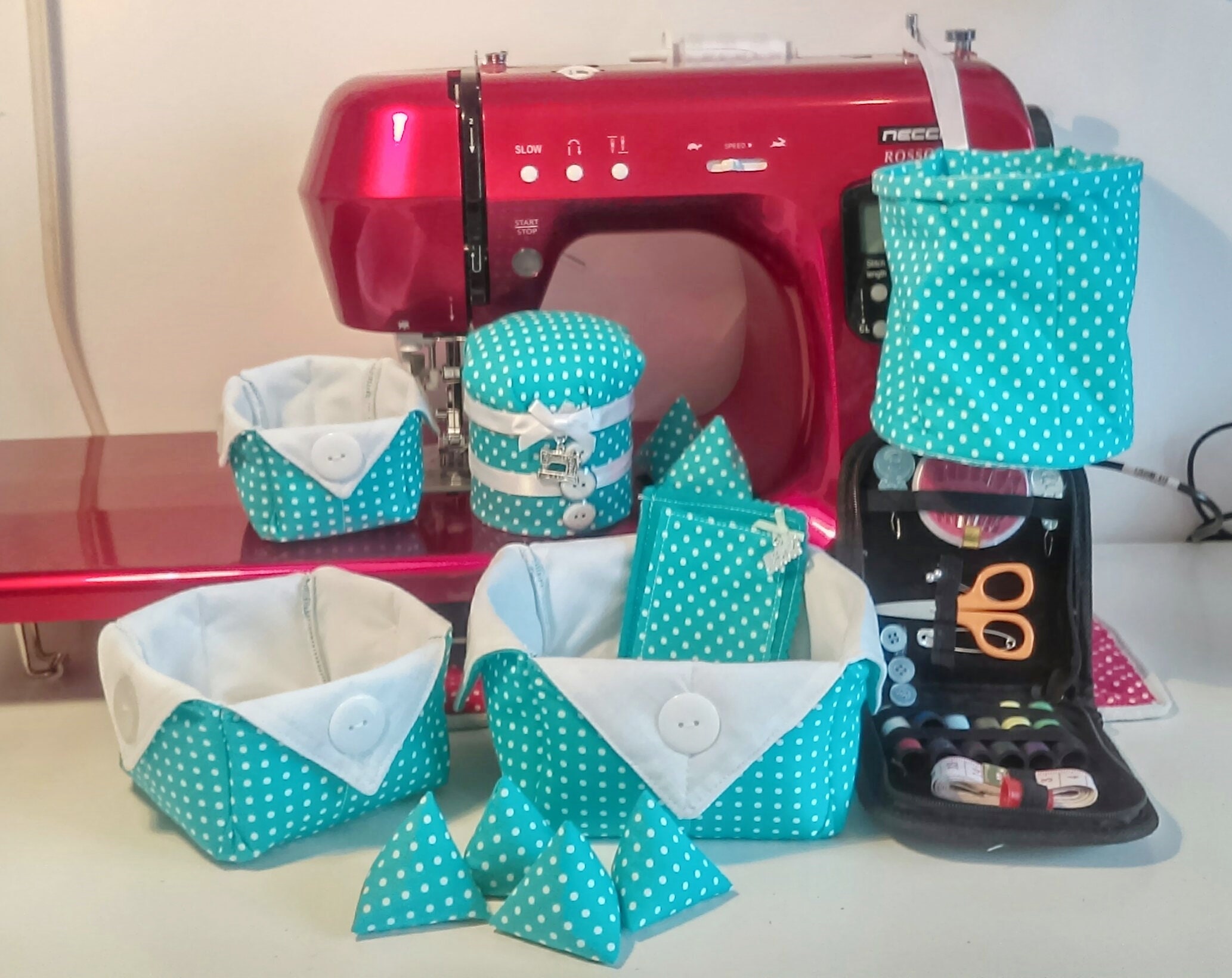 Large Sewing Set Seamstress Set Pin Cushion Tin Thread Etsy UK