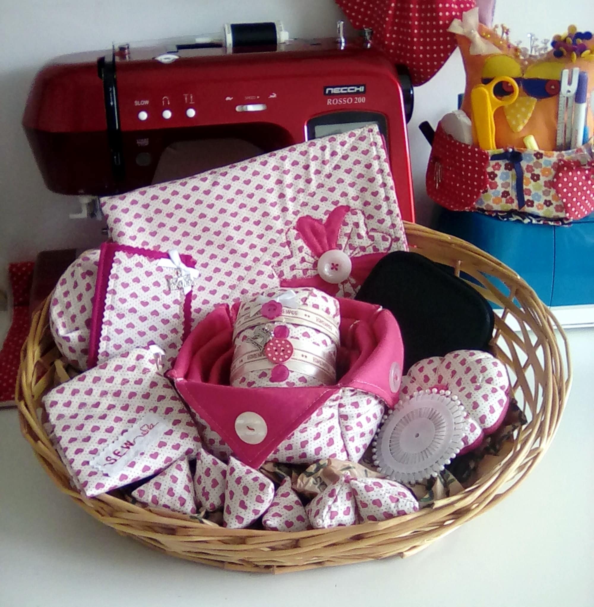 Heart Themed Mega Sewing Hamper Gift Set Thread Catcher Pin Etsy