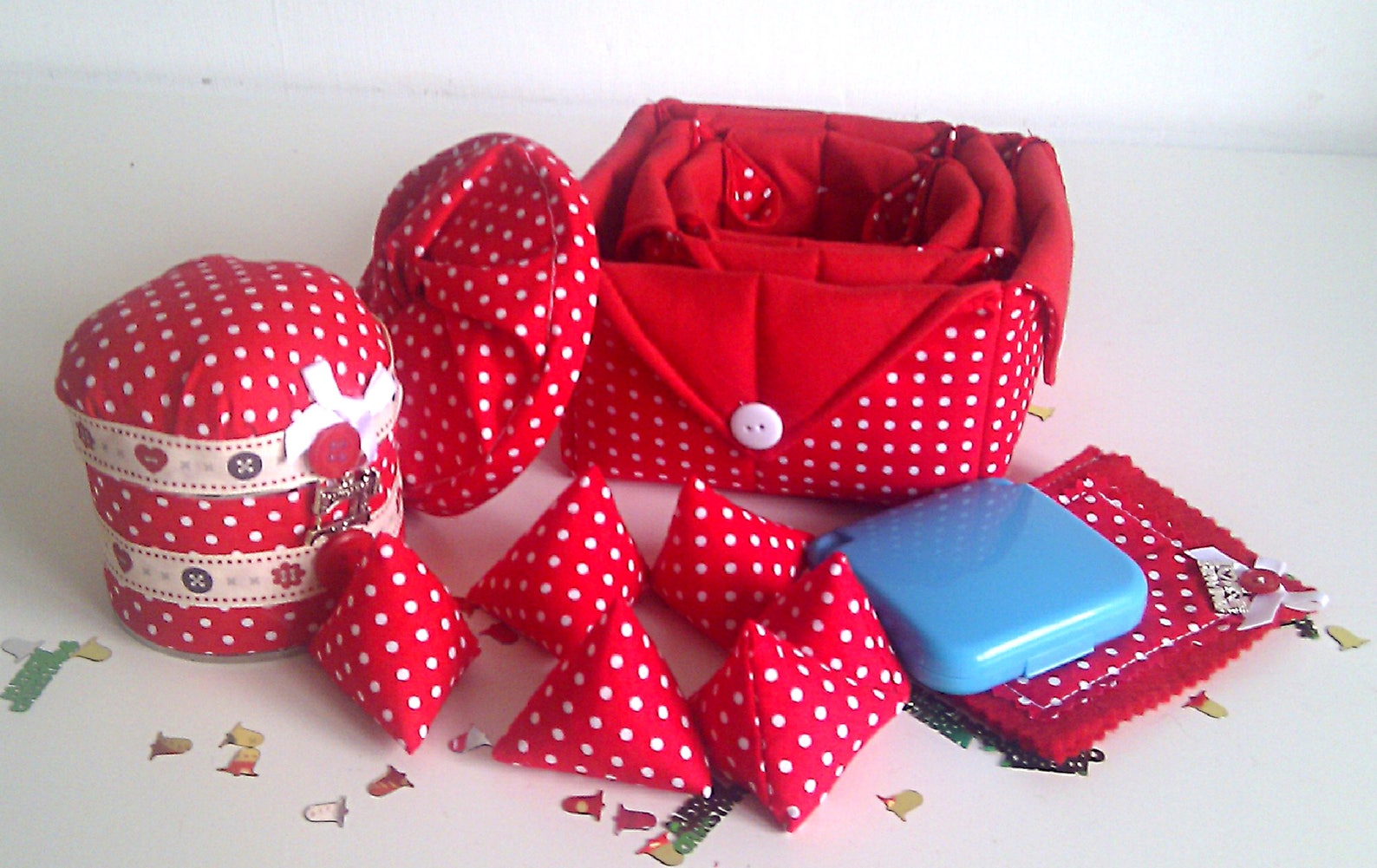 Large Sewing Set Seamstress Set Pin Cushion Tin Thread Etsy UK