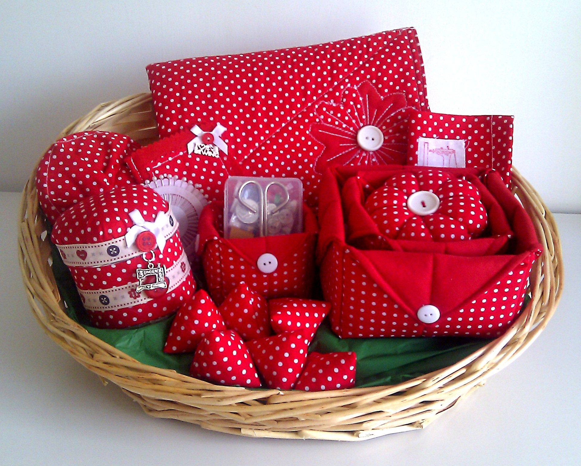 Mega Sewing Hamper, Polka Dot Sewing Gift Set, Christmas Sewing Gift