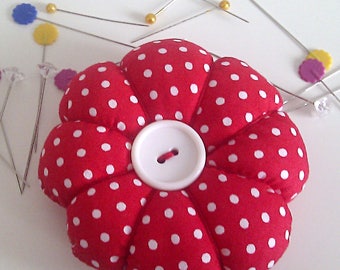 Round Pin Cushion, Campervan Pin Cushions, Polka Dot Pin Cushion, Flower Pin Cushions, Pretty Pink Pin Cushion, Seamstress Gift, Sewing Gift