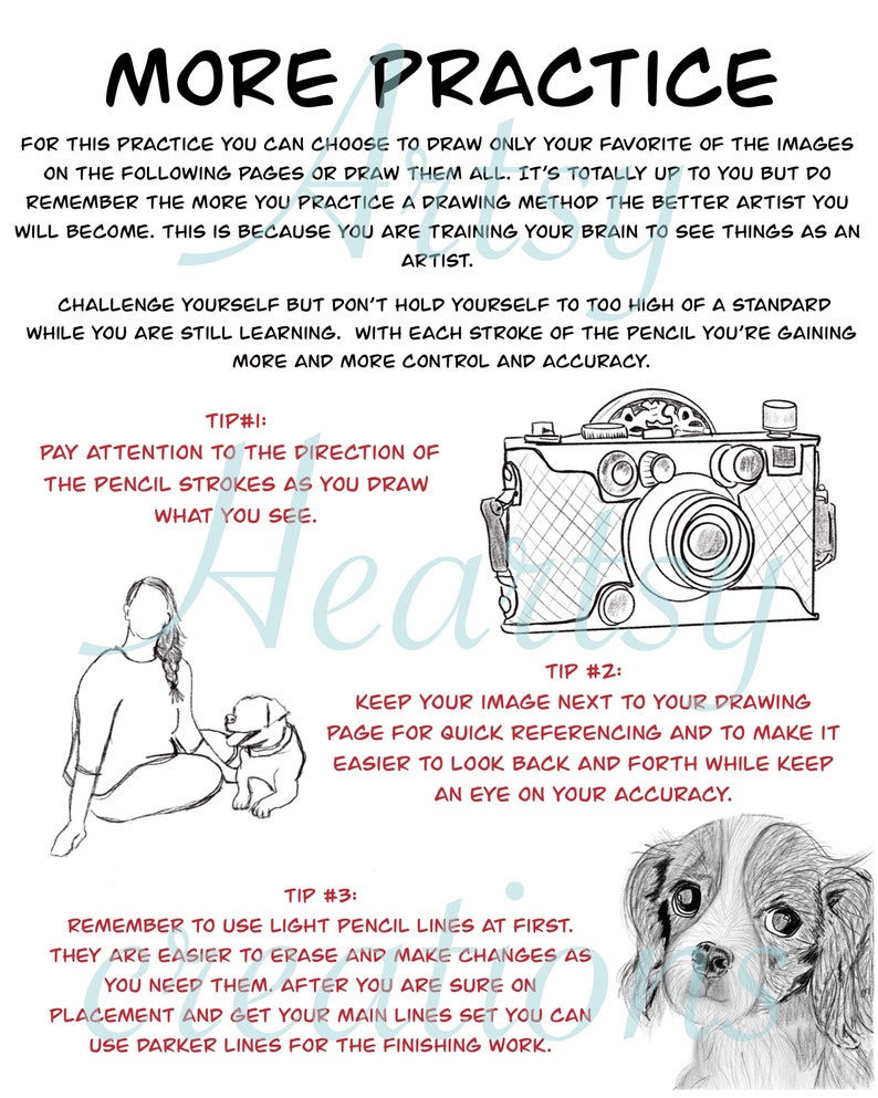 Art Lesson How to Draw Workbook Lesson #1 - Etsy