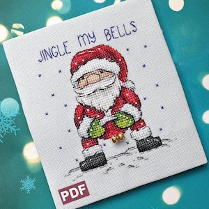 Schema punto croce natalizio: Babbo Natale divertente, Inverno, Timbro, Ornamento, Bigliettini regalo, PDF, Neve, Pallina, Fiocchi di neve, Mezzopunto moderno