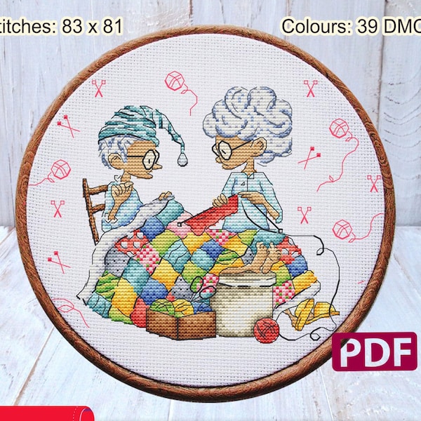 Cross Stitch Pattern: Funny, Grandmother, Granny, PDF, Mom Gift, Cute, Friends, Knitting, Crochet, Home, Needlepoint, Small, Hand Made