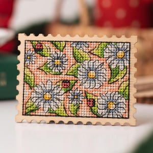 KIT punto croce: Fiori, Margherite, Pianta, Mini, Natura, Coccinella, Insetti, Coccinella, Camomilla, Piccolo, Timbro, Cartoncino, Vuoto, Fai da te, Principiante