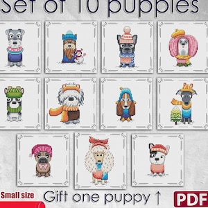 Cross stitch pattern PDF: Dog, Sampler, Small, Funny, Baby, Animal, Mini, Cute, Puppies, Bookmark, Plastic canvas, Puppy, Gift, Friends