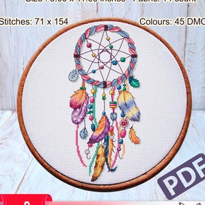 Cross stitch pattern: Dreamcatcher, Boho, Feather, Bohemian, Funny, Baby, Cute, Patterns, Modern, PDF