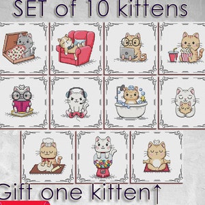 Cross stitch pattern PDF: Cat, Funny, Small, For friends, Kitten, Animal, Baby, Easy, Mini, Bookmark, Sampler, For boyfriend, Modern, Snarky