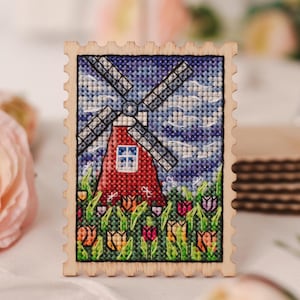 Kruissteek KIT: Klein, Stempel, Primitief, Patroon, Kaarten, Leeg, DIY, Beginner, Geteld, Modern, Zomer, Lente, Bloemen, Tulpen, Cadeau