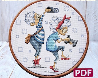 Patrón Punto de Cruz: Gracioso, Abuela, Abuelita, Moderno, PDF, Regalo, Lindo, Amigos, Personalizado, Foto, Viajes, Patrones, Punto de Cruz, Pequeño
