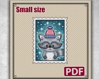 Christmas cross stitch, Raccoon cross stitch, Cross stitch pattern, Cross stitch Christmas, Cross stitch raccoon, Cross stitch design, S-028