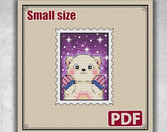 Christmas cross stitch, Bear cross stitch, Winter cross stitch, Cross stitch pattern christmas, Cross stitch pattern, New Year, , S-030