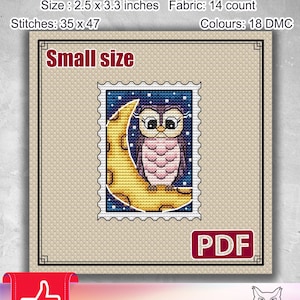 Owl cross stitch pattern, Cross stitch pattern owl, Birds cross stitch, Cross stitch bird, Cross stitch night, Owls cross stitch, S-033