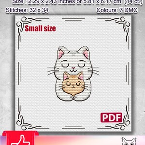 Tesoro gattino, schema punto croce, gatti punto croce, punto croce animali, punto croce per mamma, taglia piccola, punto croce gatti