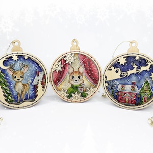 KIT de ponto cruz: bolas de Natal, enfeites, presente, meia de Natal, Papai Noel, boneco de neve, árvore, urso, branco, pequeno, padrão, cartões, faça você mesmo, inverno